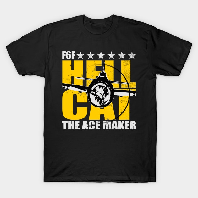 F6F Hellcat - The Ace Maker (distressed) T-Shirt by TCP